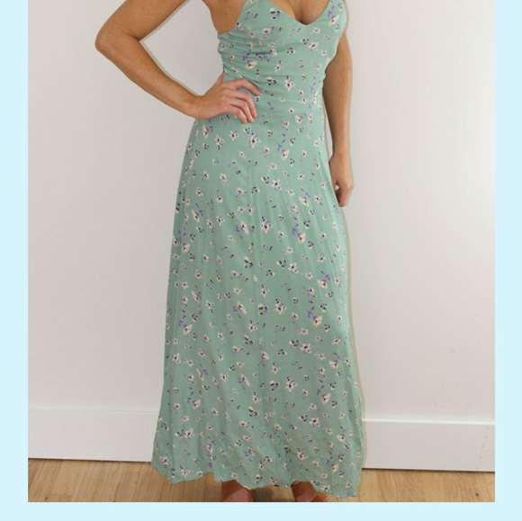 Green floral backless maxi summer sun dress tassel - Picture 5 of 5